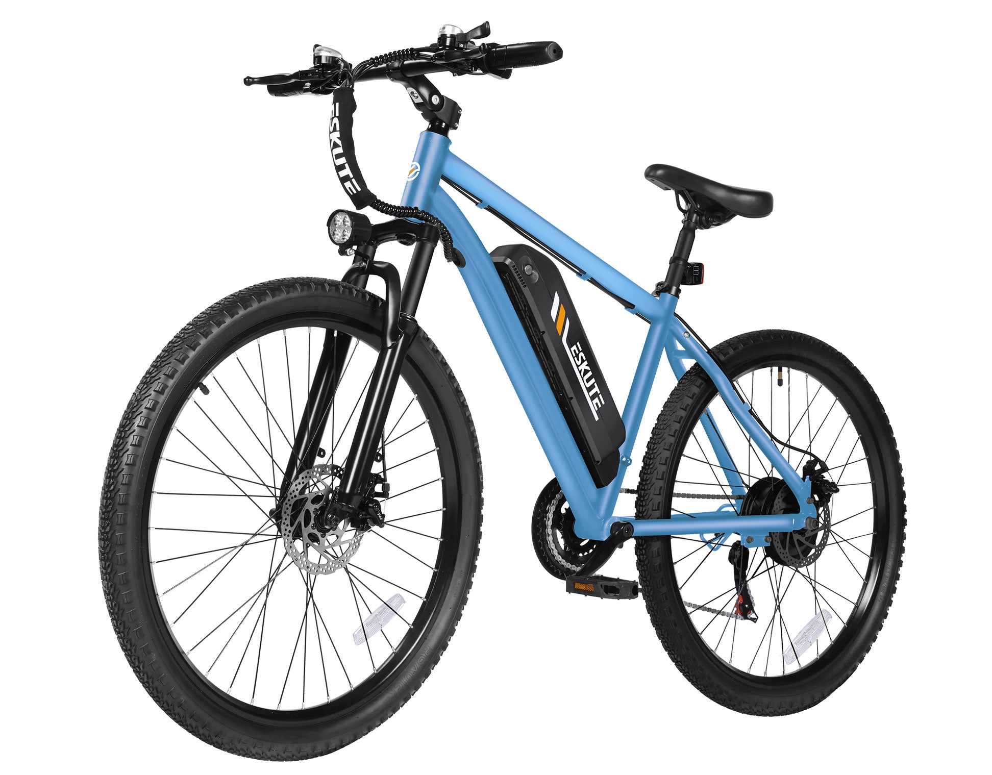 Blue electric bicycle on a white background