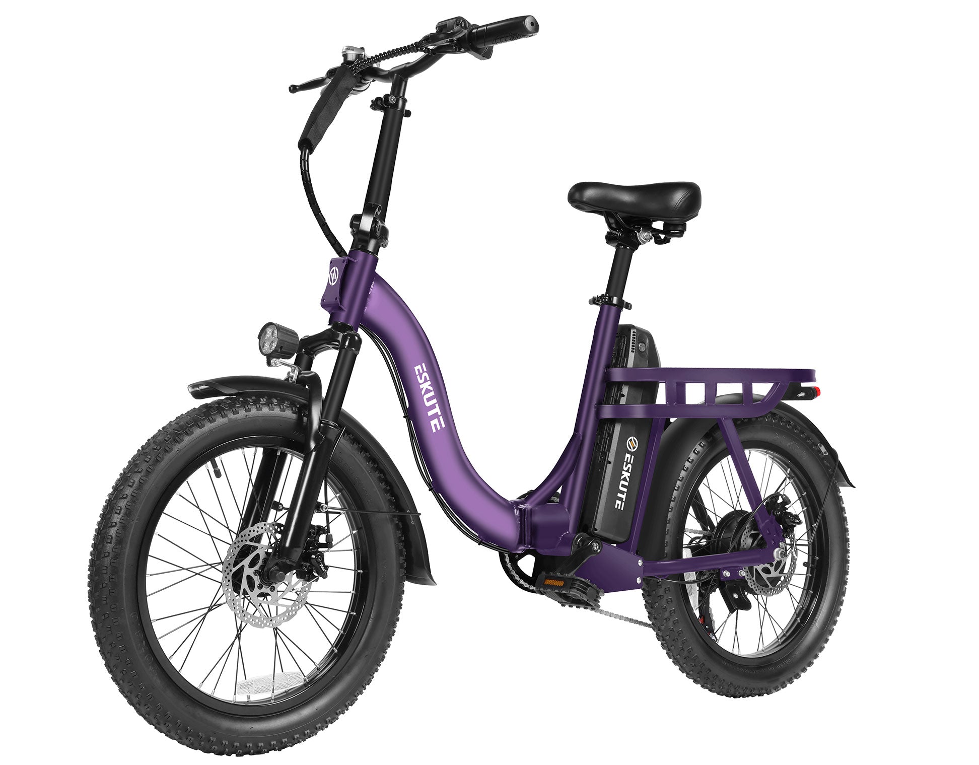 Purple electric bike on a white background