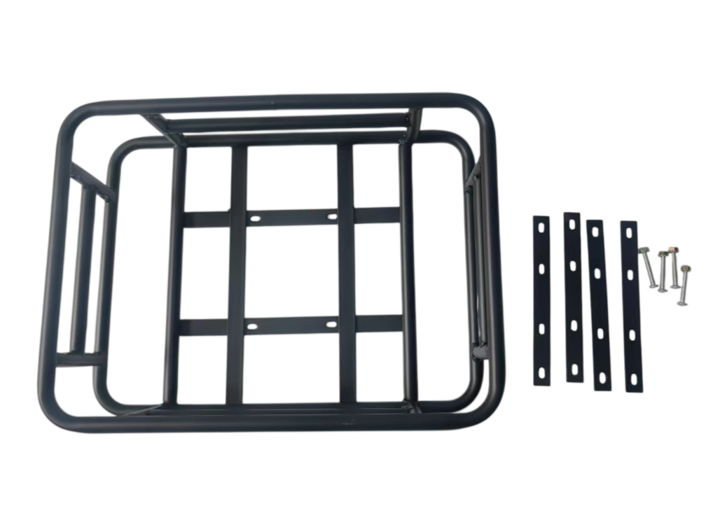 Eskute black metal rear rack basket with mounting hardware for e-bikes