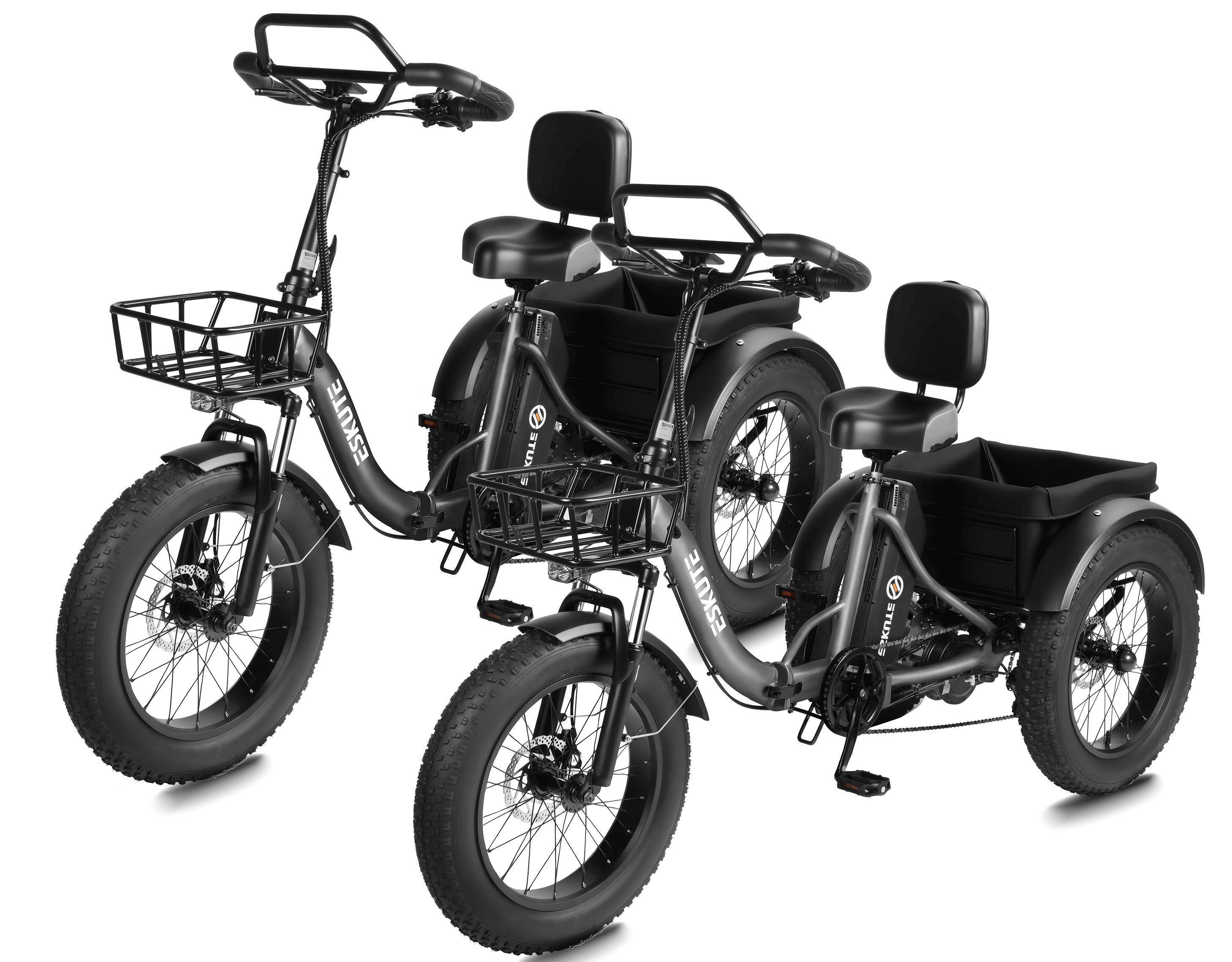 T300 Pro Electric Trike 998.4Wh Long-Range Battery, 1200W Peak Motor, 20"x4.0" Fat Tires, Eskute Foldable 3-Wheel Butterfly Handlebar E-Bike Gifts for