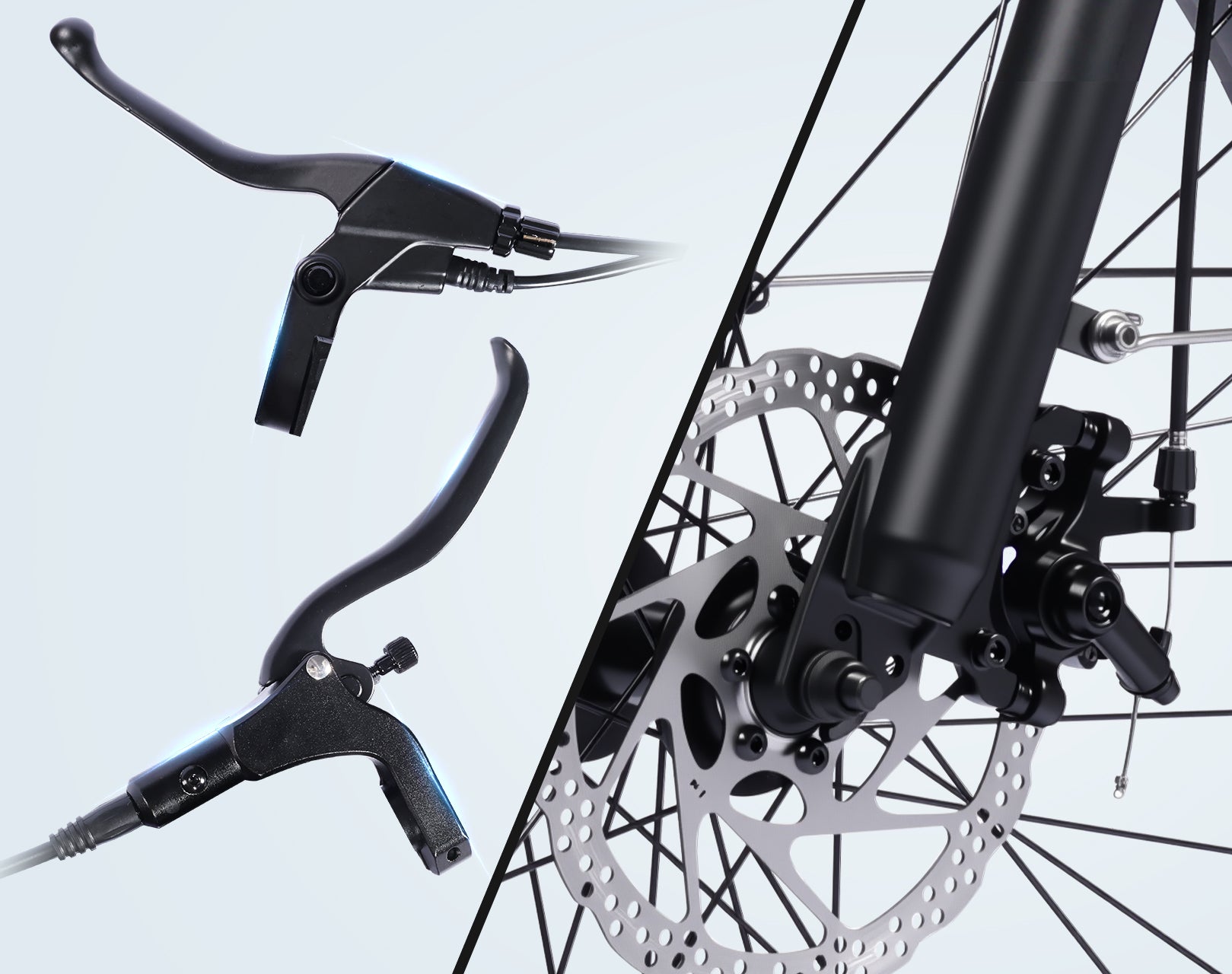 180mm Rear Hydraulic Disc Brake. Dual-system control.
