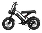 Black Eskute V100 electric bike for teens with 16-inch fat tires and full suspension.