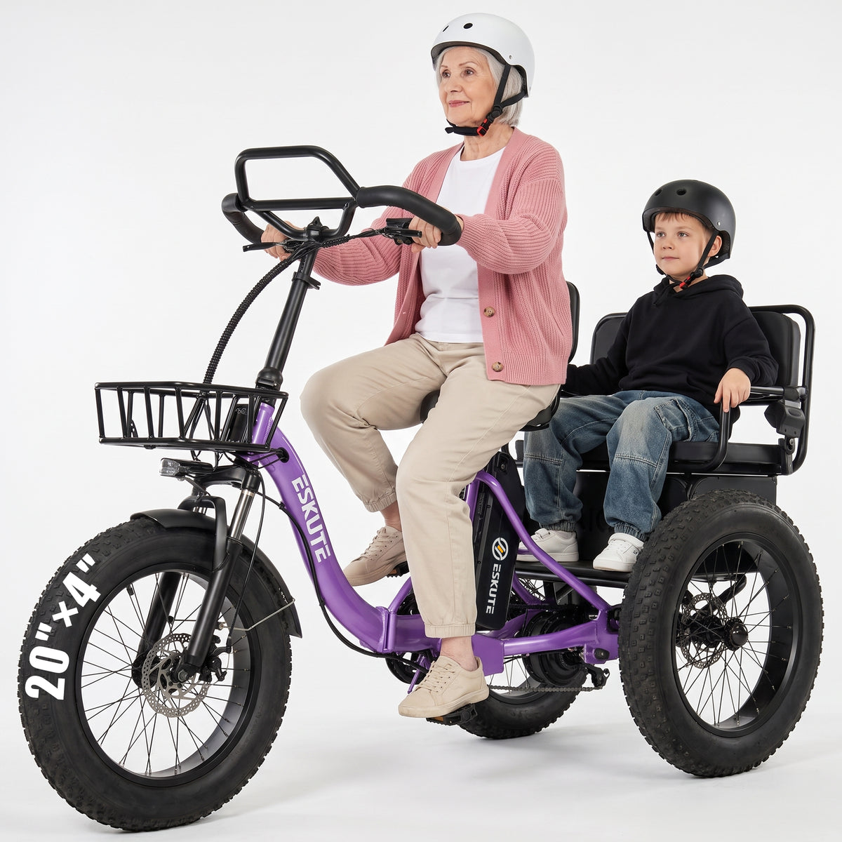 Eskute® T300 Pro Folding Electric Trike with One-Button Reverse