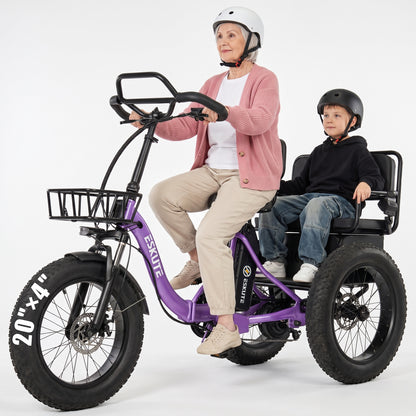 Eskute® T300 Pro Folding Electric Trike with One-Button Reverse