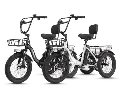 electric bicycle trikes 1200W 48V 499Wh Lightweight Electric Trike for Adults & Seniors Eskute 3-Wheel Foldable Fat Tire Trike Eskute Ebike Combo Sale T300 *2 Blue*2