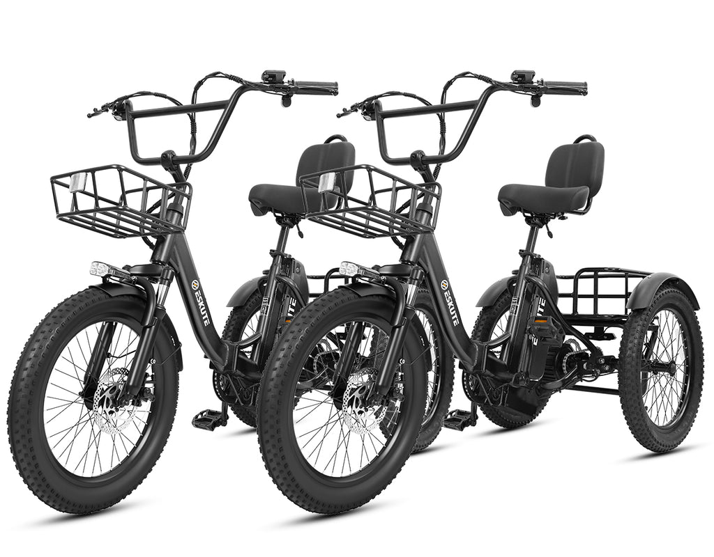 bicycles 3 wheels for adults ESKUTE T300 Max Electric Trike & Seniors, Reverse Gear, 80-Mile Range, 1200W Peak Motor, 20