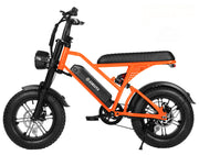 Orange Eskute V100 electric bike for kids & teens with 16" wheels and full suspension.