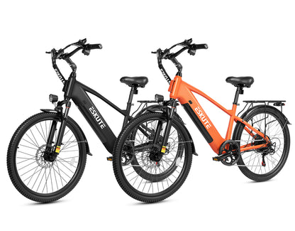 trekking e bike sale 26" Step-Over Electric Urban Commuter Bike for Men, 1500W Peak Motor 28MPH, 48V 17.5Ah Battery, 7-Speed Gear, Up to 90 Miles Range Black+Blue