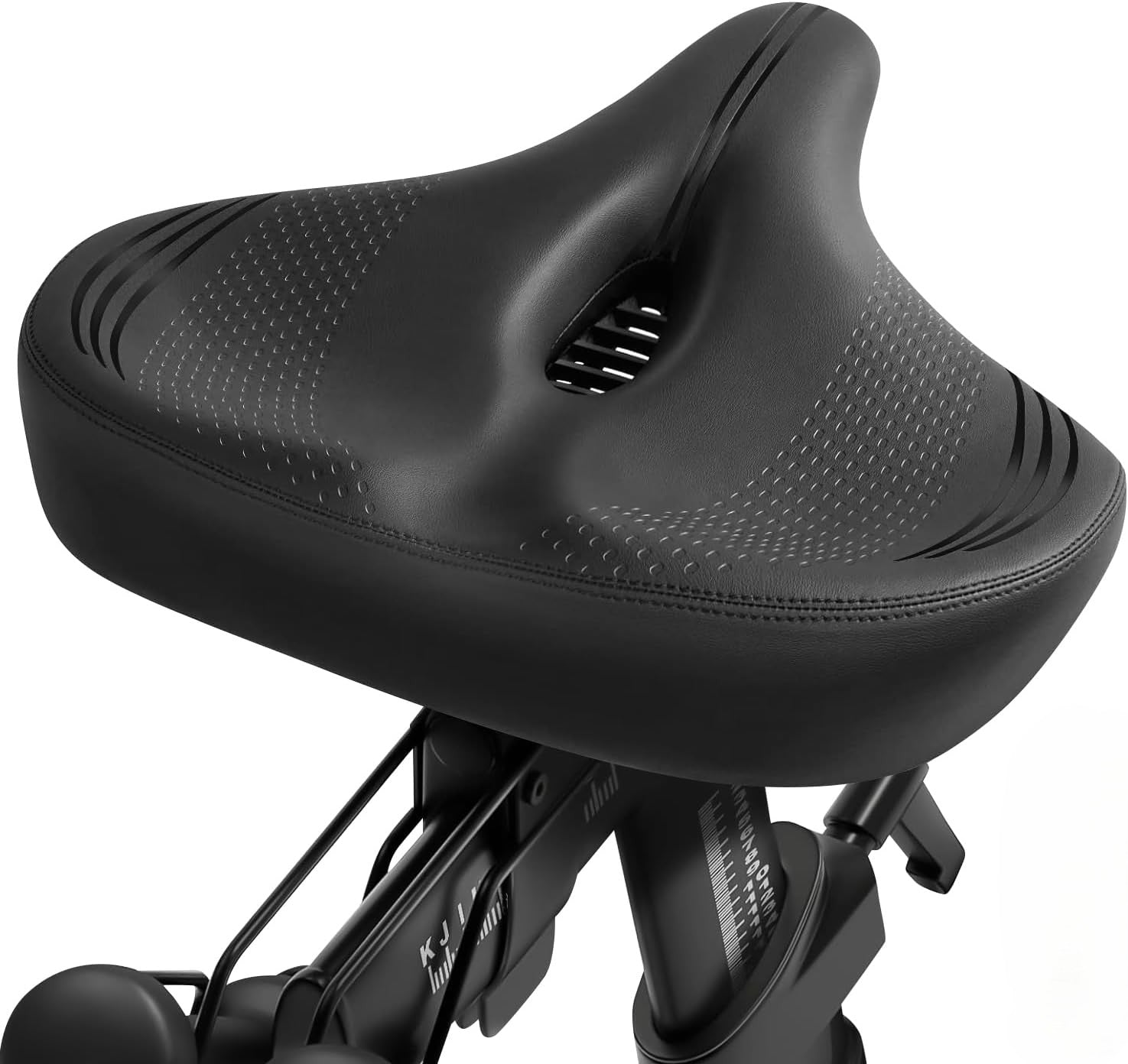 Black Eskute Extra Oversized Bike Seat with textured sides, ventilation, and wide comfort design.